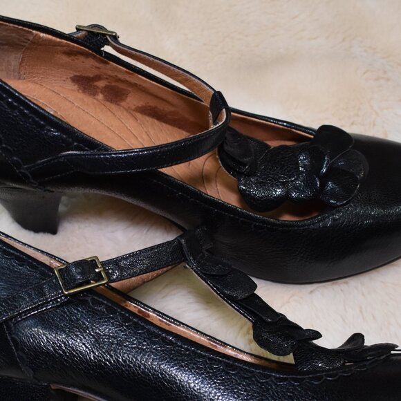 Clarks Indigo Black Leather Mary Jane Heels Size 9 Comfort Dress Shoes - Picture 4 of 13